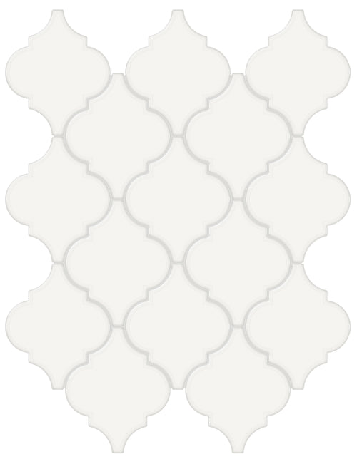 Soho Canvas White Beveled Arabesque Glossy Glazed Porcelain Mosaic