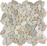 Zen Driftwood Tan Flat Stone Pebble Stone Polished Mosaic