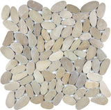 Zen Driftwood Tan Flat Stone Pebble Stone Polished Mosaic