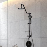 Rain Shower System W/ 8" Showerhead - 36.25"H X 8"W X 23.75"D - Brass - Adjustable Brass Slider - Surface Mounted Shower Systems