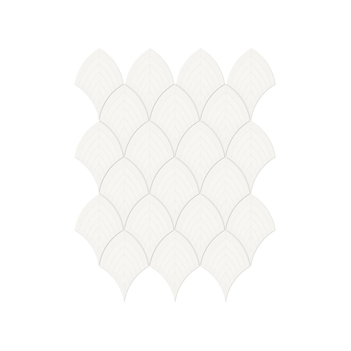 Scallop Soho Canvas White Glossy Glazed Porcelain Mosaic