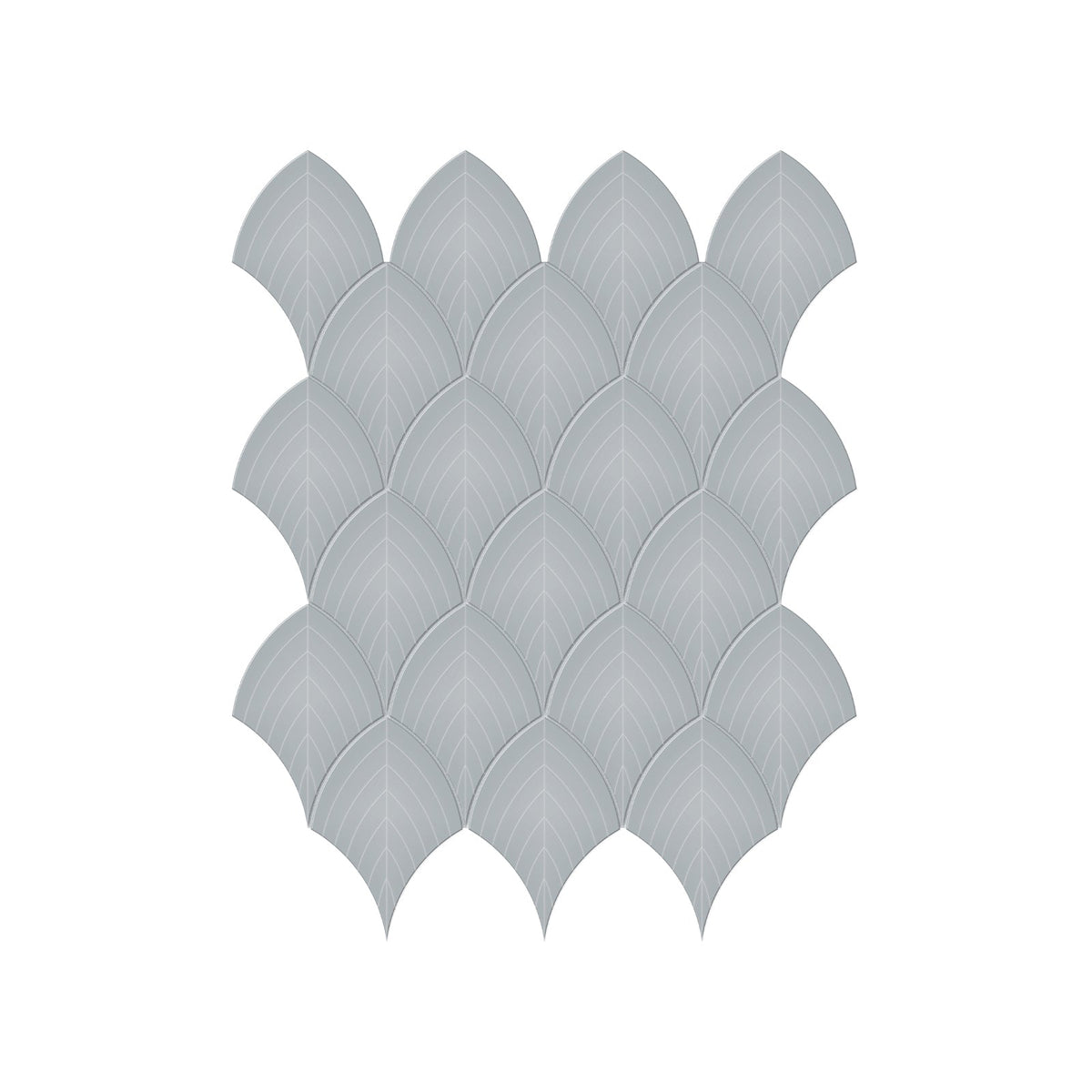 Scallop Soho Cloud Blue Glossy Glazed Porcelain Mosaic