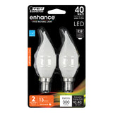 LED Lights Bulb, Candelabra Base, Filament, Clear, Frosted, Decorative Chandelier Bulb, Torpedo, Flame, 2 Packs