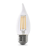 LED Light Bulbs, Candelabra Base, E26, Deco Chandelier, Filament, Clear, Decorative Bulb, Torpedo Tip, Flame, 2 Packs