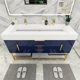 Blossom Freestanding Bathroom Vanity With Acrylic Sink, Drawers, Open Shelf Storage & Gold Hardware & Frame