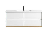 Luxury Kingdom Floating / Wall Mounted Bathroom Vanity With Acrylic Sink, Farmhouse Bath Vanity W/ Storage Cabinet