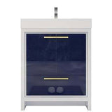 Modern Ashley Freestanding Bathroom Vanity With Acrylic Single Sink, 2 Door & Drawer