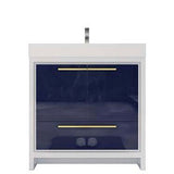 Modern Ashley Freestanding Bathroom Vanity With Acrylic Single Sink, 2 Door & Drawer