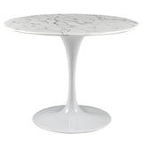 Lippa 40" Round Artifical Marble Dining Room Table Set - Modern Dining Table Set - BUILDMYPLACE