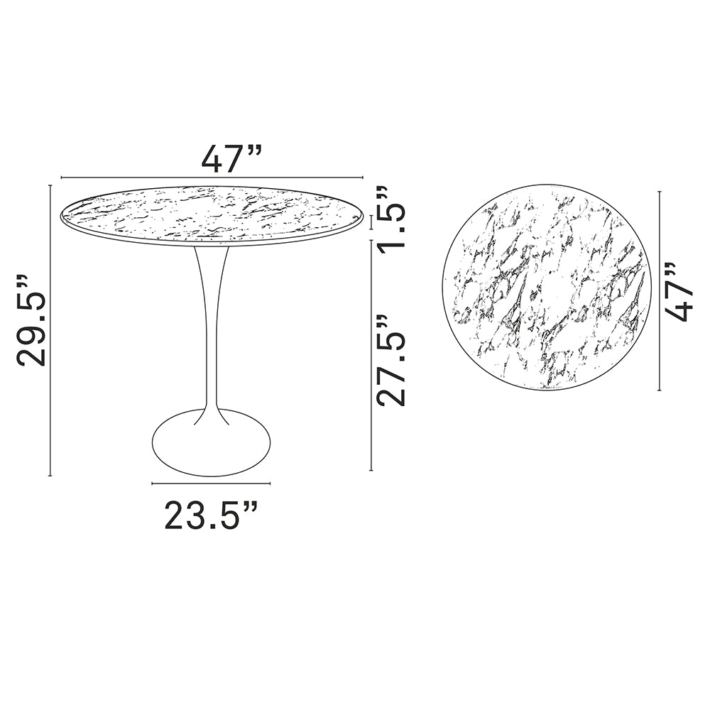 Lippa 47" Round Artifical Marble Dining Room Table Set - Modern Dining Table Set - BUILDMYPLACE