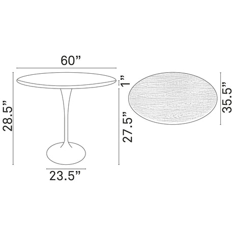 Lippa 60" Oval Walnut Dining Table Walnut - BUILDMYPLACE
