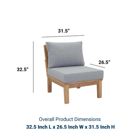 Marina Armless Outdoor Patio Teak Sofa - BUILDMYPLACE