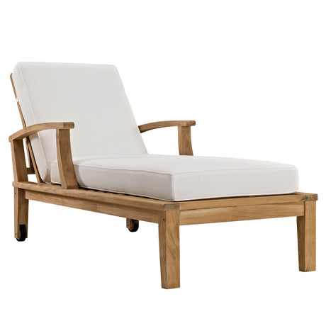 Marina Outdoor Patio Teak Single Chaise - BUILDMYPLACE