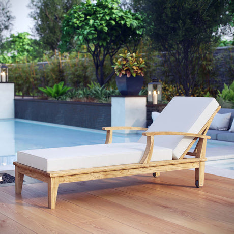 Marina Outdoor Patio Teak Single Chaise - BUILDMYPLACE