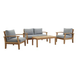 Marina 4 Piece Two Armchair Outdoor Patio Teak Set - BUILDMYPLACE