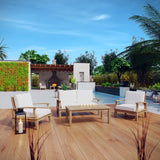 Marina 4 Piece Two Armchair Outdoor Patio Teak Set - BUILDMYPLACE