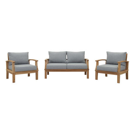 Marina 3 Piece one Sofa Outdoor Patio Teak Set - BUILDMYPLACE