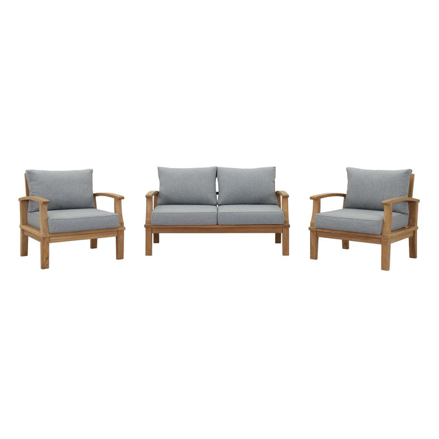 Marina 3 Piece one Sofa Outdoor Patio Teak Set - BUILDMYPLACE
