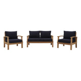 Marina 3 Piece one Sofa Outdoor Patio Teak Set - BUILDMYPLACE