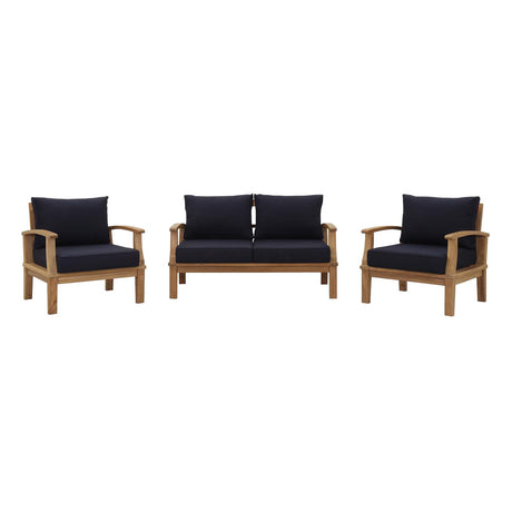 Marina 3 Piece one Sofa Outdoor Patio Teak Set - BUILDMYPLACE