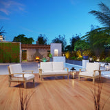Marina 3 Piece one Sofa Outdoor Patio Teak Set - BUILDMYPLACE