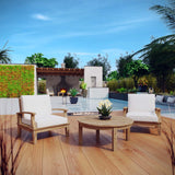 Marina 3 Piece Outdoor Patio Teak Set W/ Coffee Table - BUILDMYPLACE