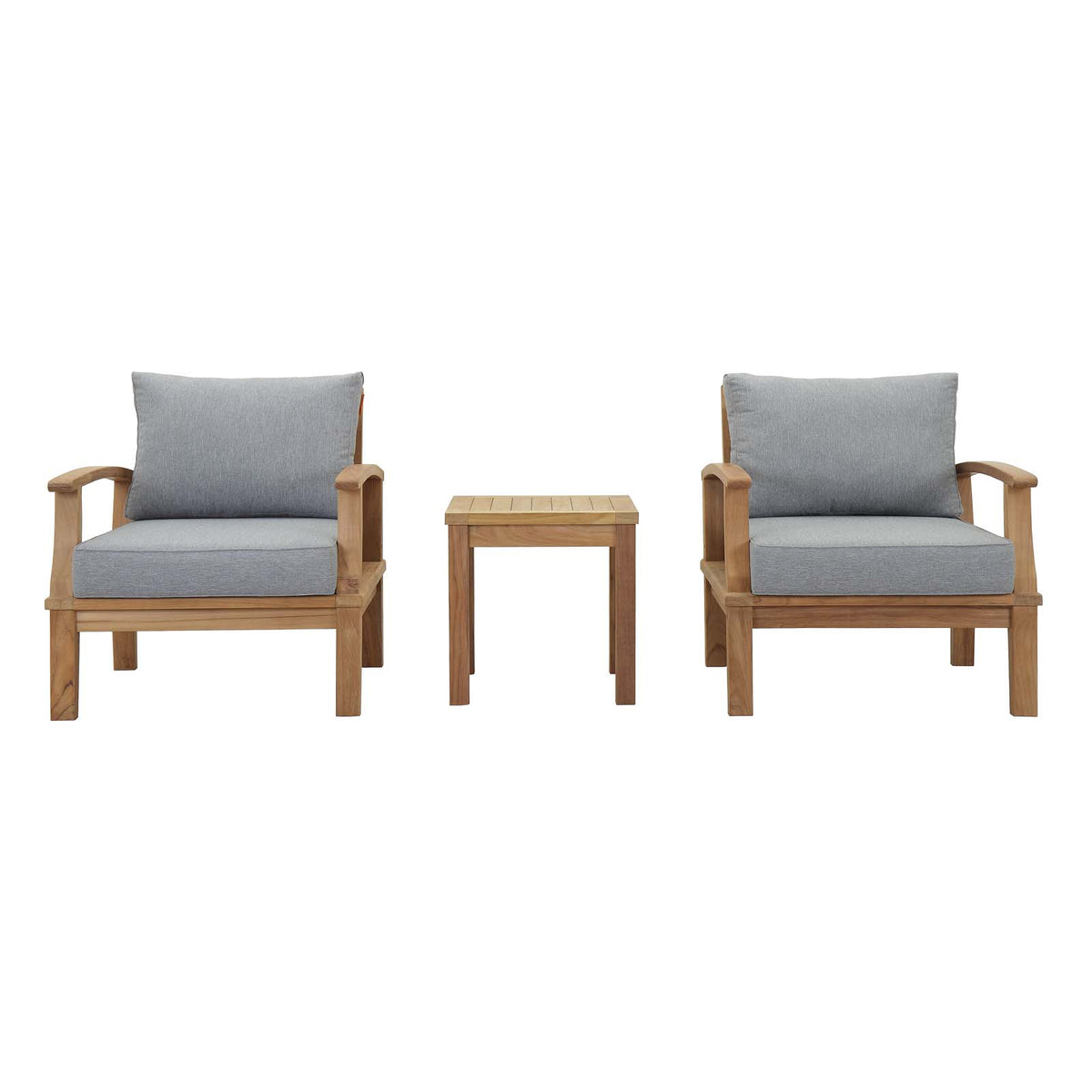 Marina 3 Piece Outdoor Patio Teak Set with Side Table - BUILDMYPLACE