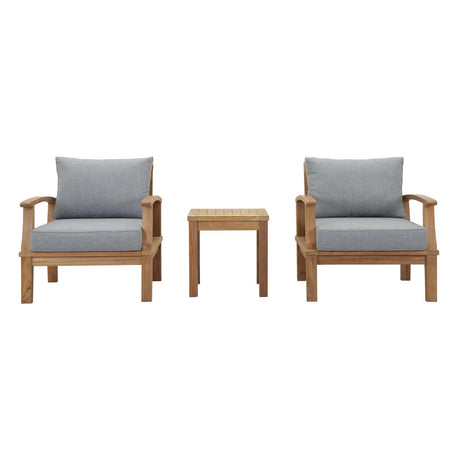 Marina 3 Piece Outdoor Patio Teak Set with Side Table - BUILDMYPLACE