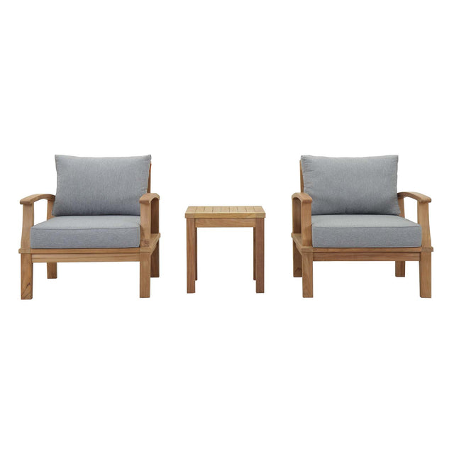 Marina 3 Piece Outdoor Patio Teak Set with Side Table - BUILDMYPLACE