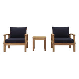 Marina 3 Piece Outdoor Patio Teak Set with Side Table - BUILDMYPLACE