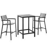Maine 3 Piece 2 Bar Stool Outdoor Patio Dining Set - BUILDMYPLACE