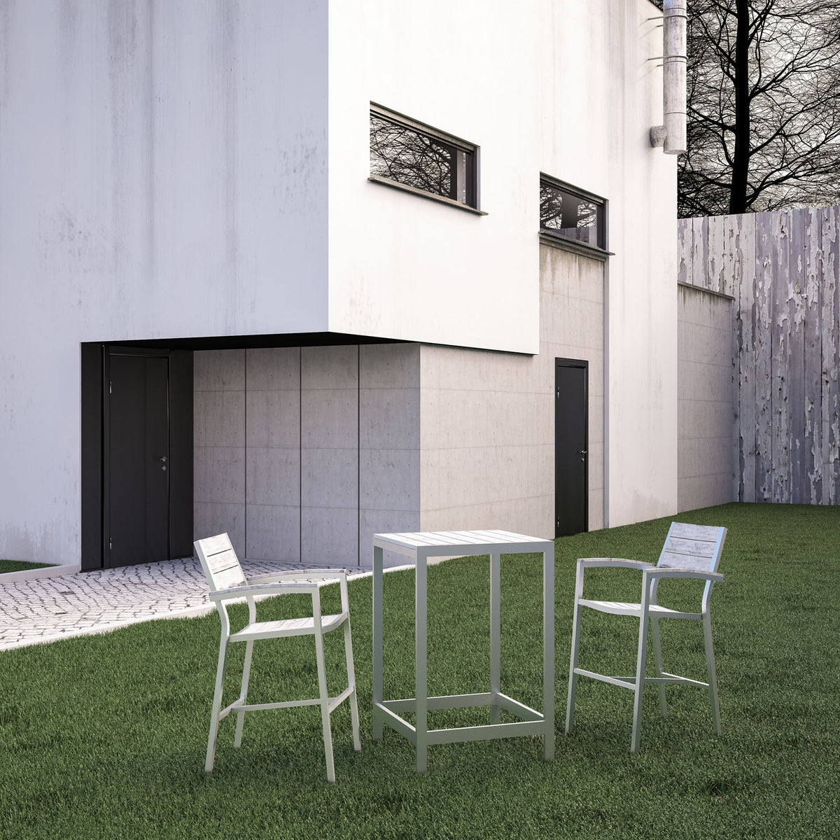 Maine 3 Piece 2 Bar Stool Outdoor Patio Dining Set - BUILDMYPLACE