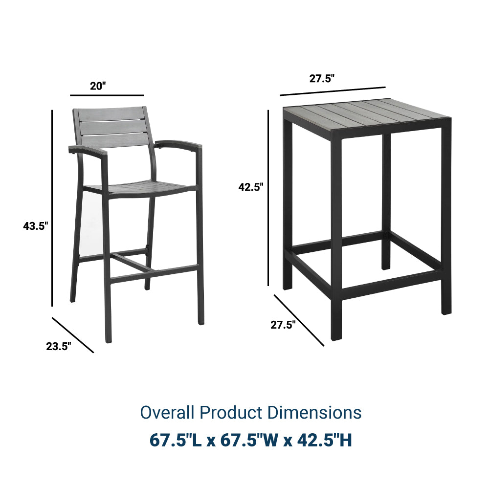 Maine 5 Piece Outdoor Patio Bar Set - BUILDMYPLACE