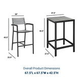 Maine 5 Piece Outdoor Patio Bar Set - BUILDMYPLACE