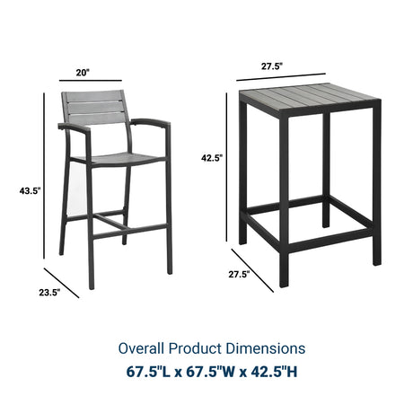 Maine 5 Piece Outdoor Patio Bar Set - BUILDMYPLACE