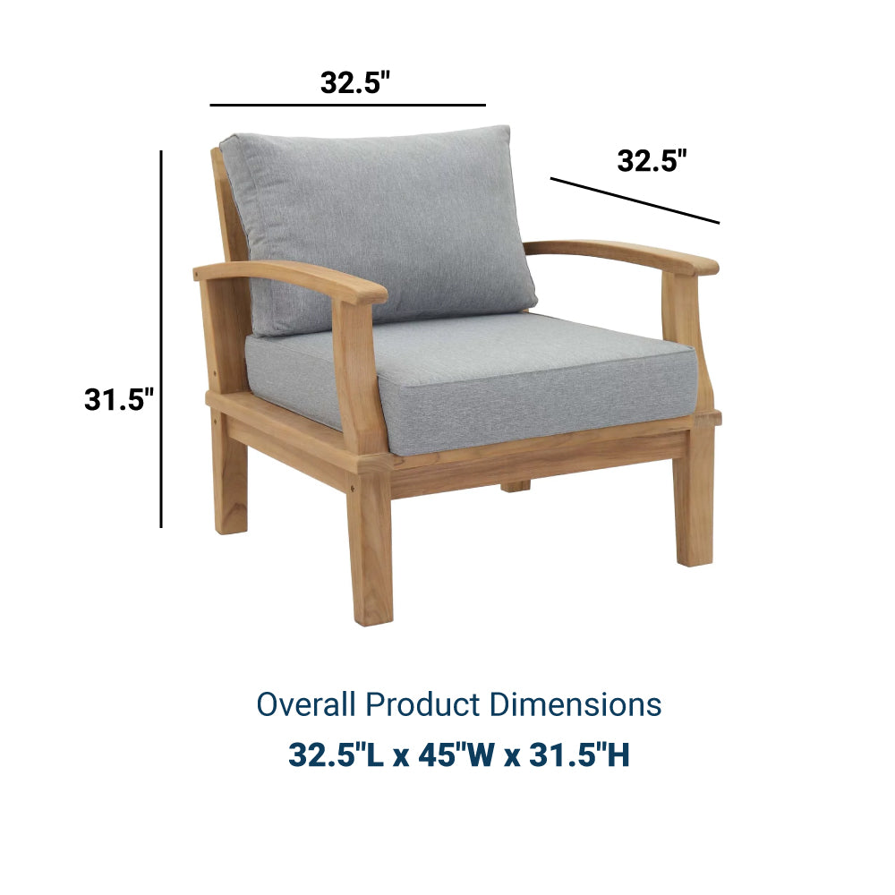 Marina 2 Piece Armchair Outdoor Patio Teak Set - BUILDMYPLACE