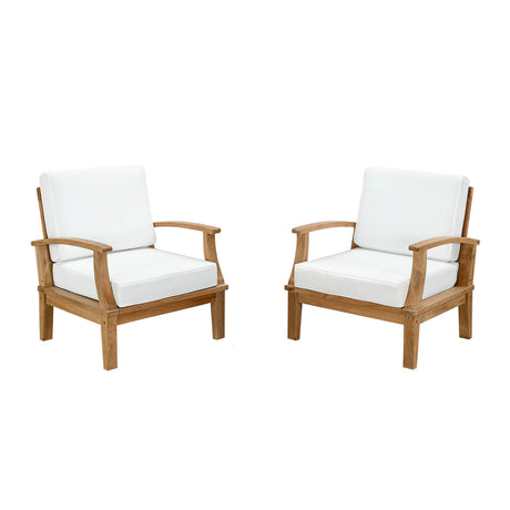Marina 2 Piece Armchair Outdoor Patio Teak Set - BUILDMYPLACE
