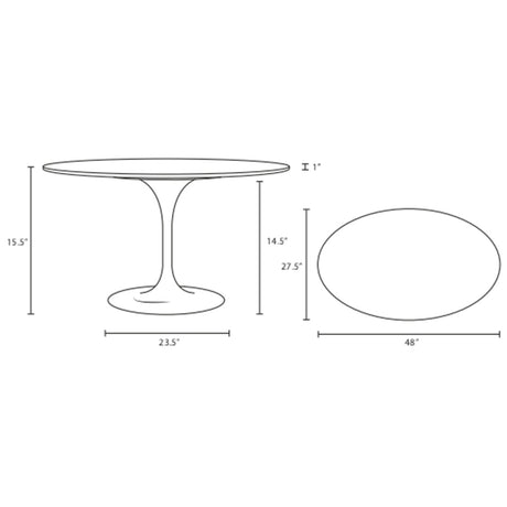 Lippa 48" Oval - Shaped Wood Top Coffee Table -  Dining Table - BUILDMYPLACE