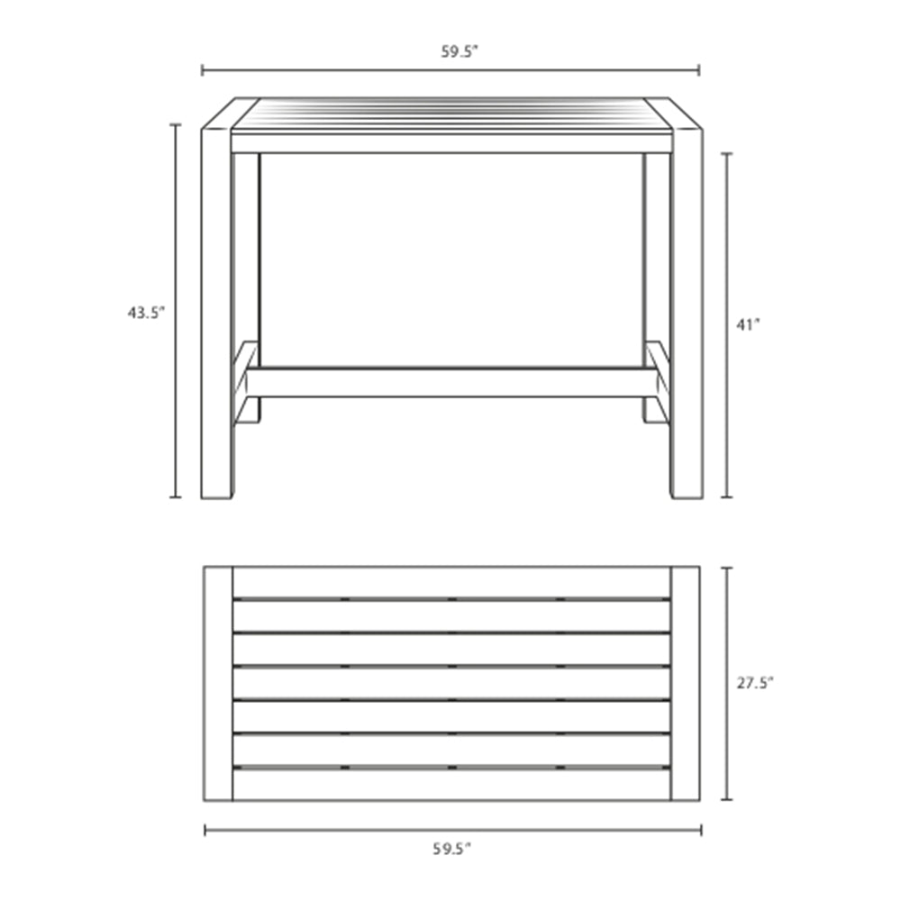 Shore Outdoor Patio Aluminum Rectangle Bar Table - BUILDMYPLACE