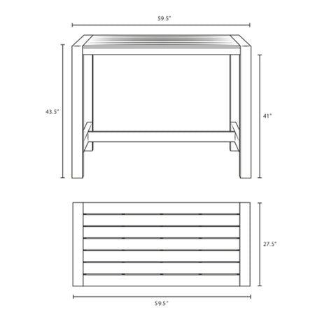 Shore Outdoor Patio Aluminum Rectangle Bar Table - BUILDMYPLACE