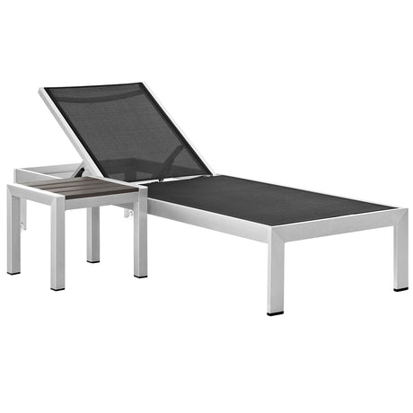 Shore 2 Piece Outdoor Patio Aluminum Set With Side Table - BUILDMYPLACE