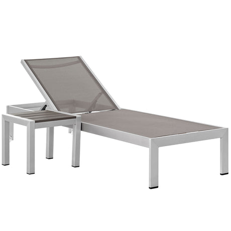 Shore 2 Piece Outdoor Patio Aluminum Set With Side Table - BUILDMYPLACE
