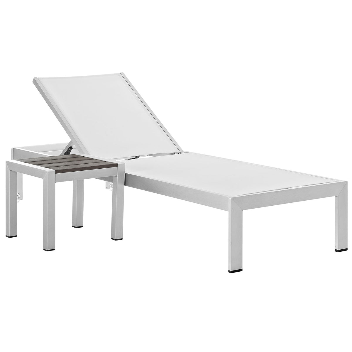 Shore 2 Piece Outdoor Patio Aluminum Set With Side Table - BUILDMYPLACE