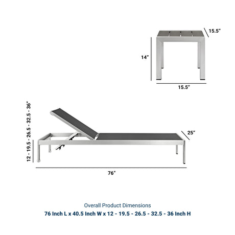 Shore 2 Piece Outdoor Patio Aluminum Set With Side Table - BUILDMYPLACE