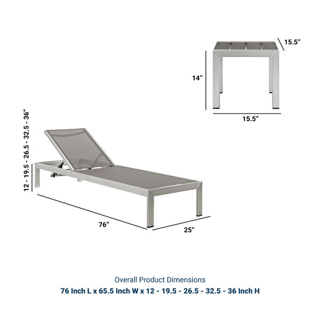 Shore 3 Piece 2 Seater Outdoor Patio Aluminum Set - BUILDMYPLACE