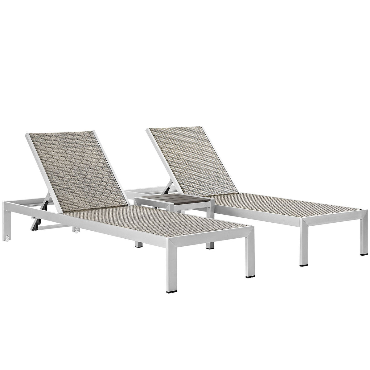 Shore 3 Piece Outdoor Patio Aluminum With Chaise Set - BUILDMYPLACE