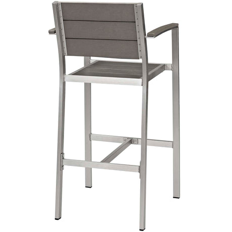 Shore 5 Piece Outdoor Patio Aluminum Dining Set in Silver Gray - BUILDMYPLACE