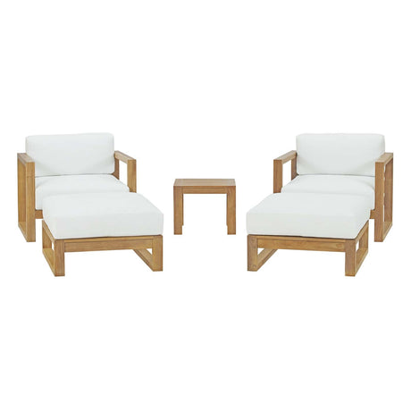 Upland 5 Piece Outdoor Patio Teak Set - BUILDMYPLACE