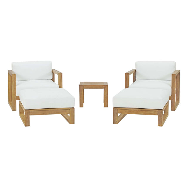 Upland 5 Piece Outdoor Patio Teak Set - BUILDMYPLACE