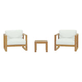Upland 3 Piece  2 Seater Outdoor Patio Teak Set With Upland Side Table - BUILDMYPLACE